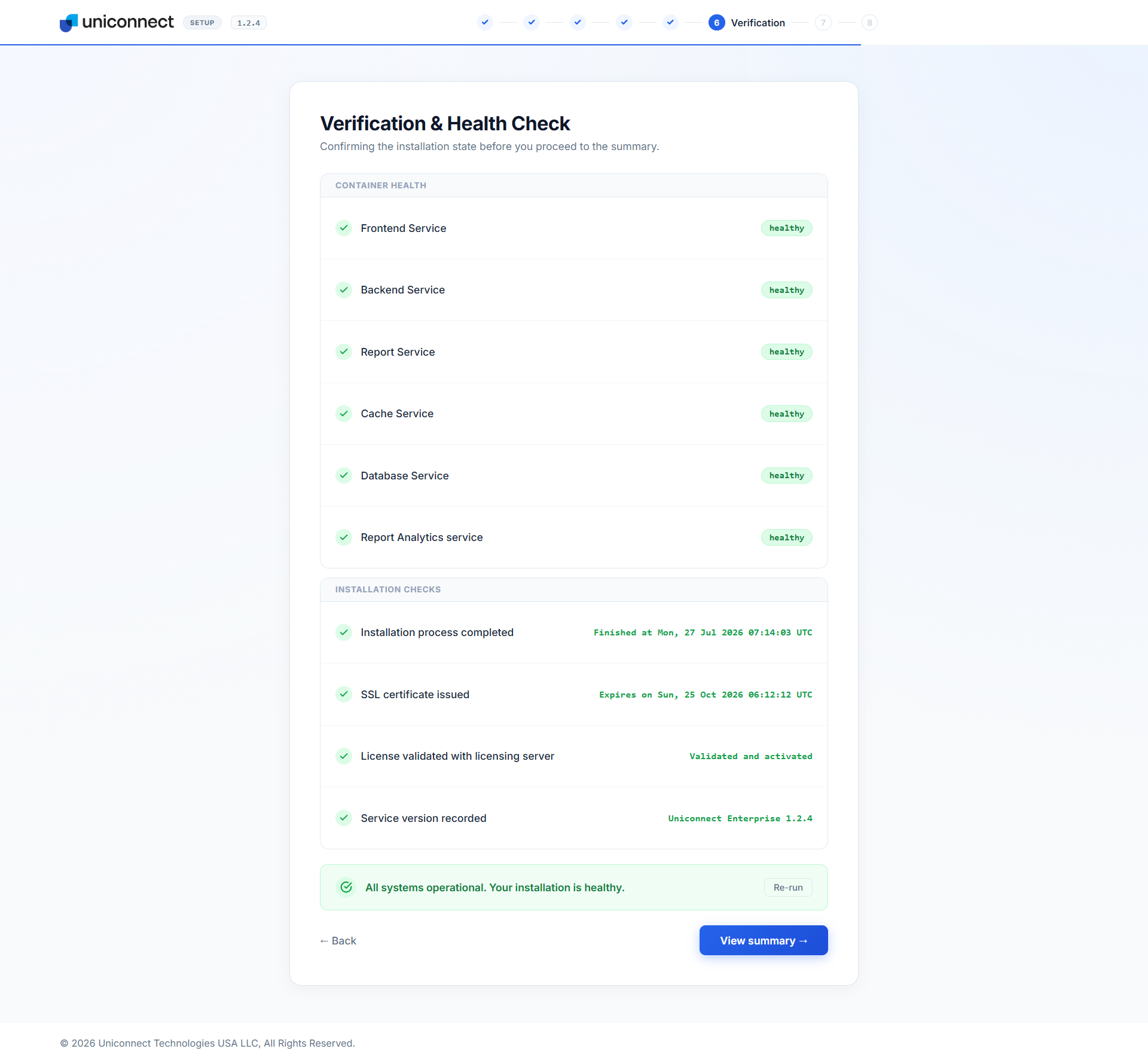 Verification and health check