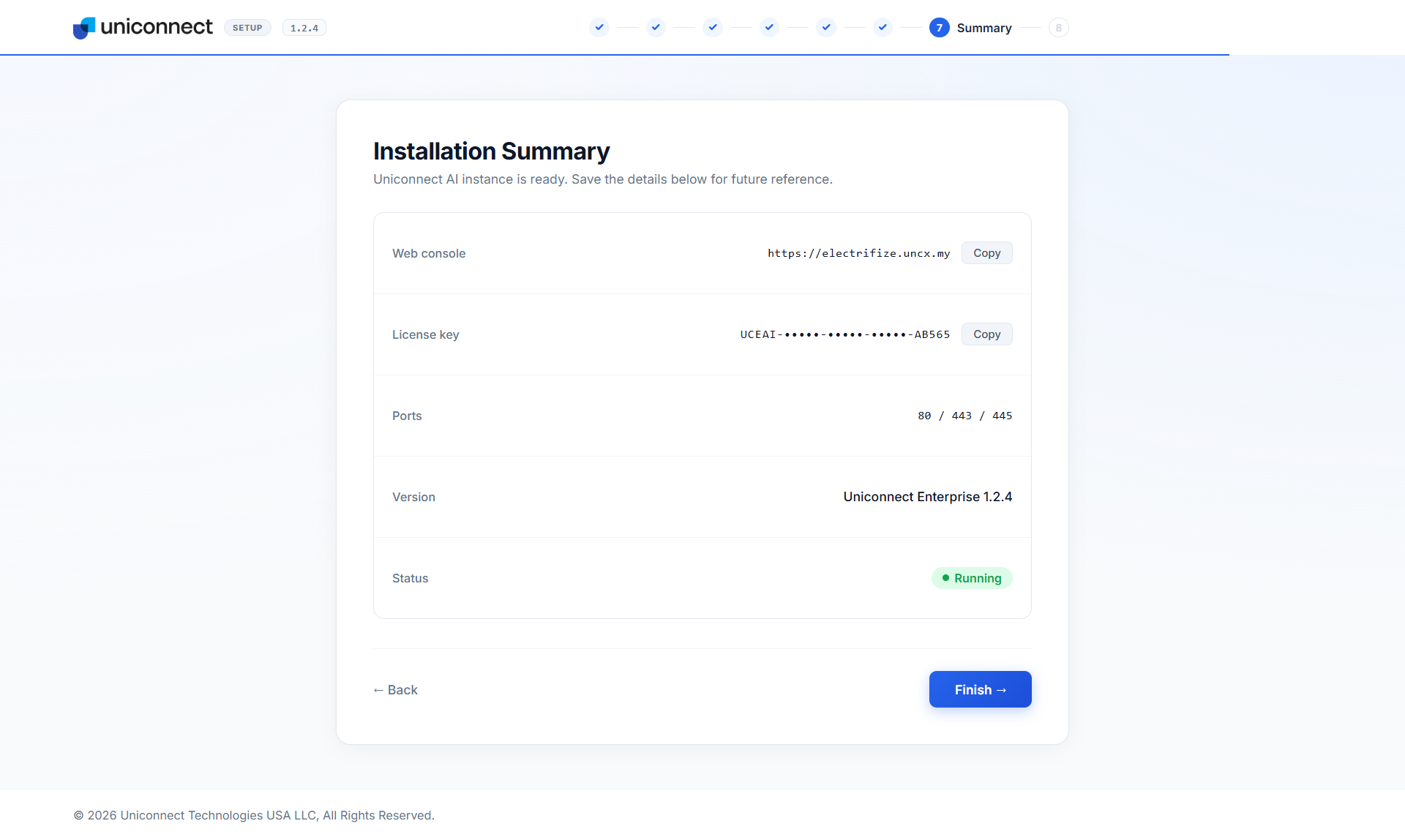 Installation summary
