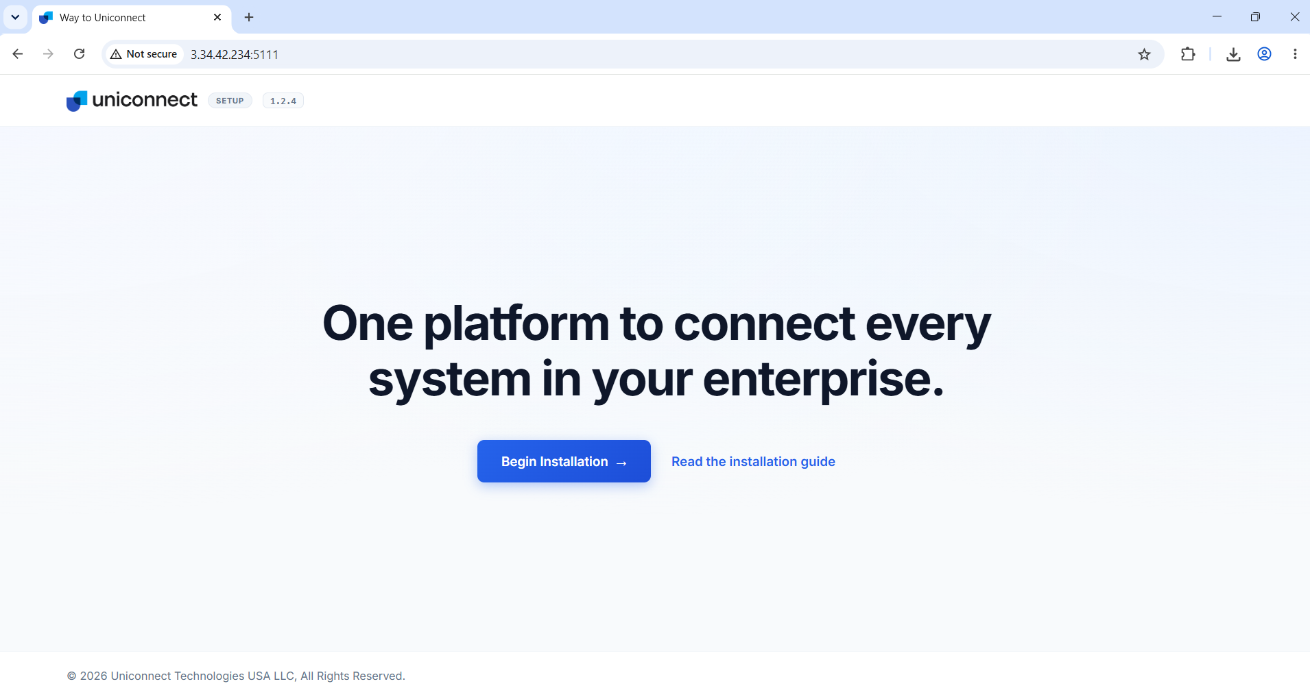 Installation initiation landing page
