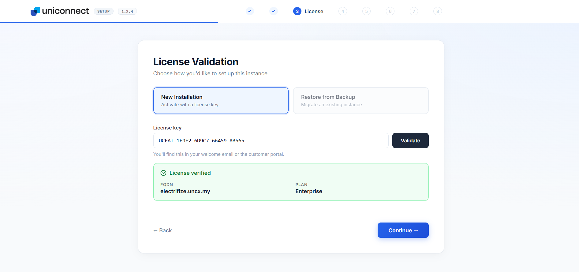 License key validated