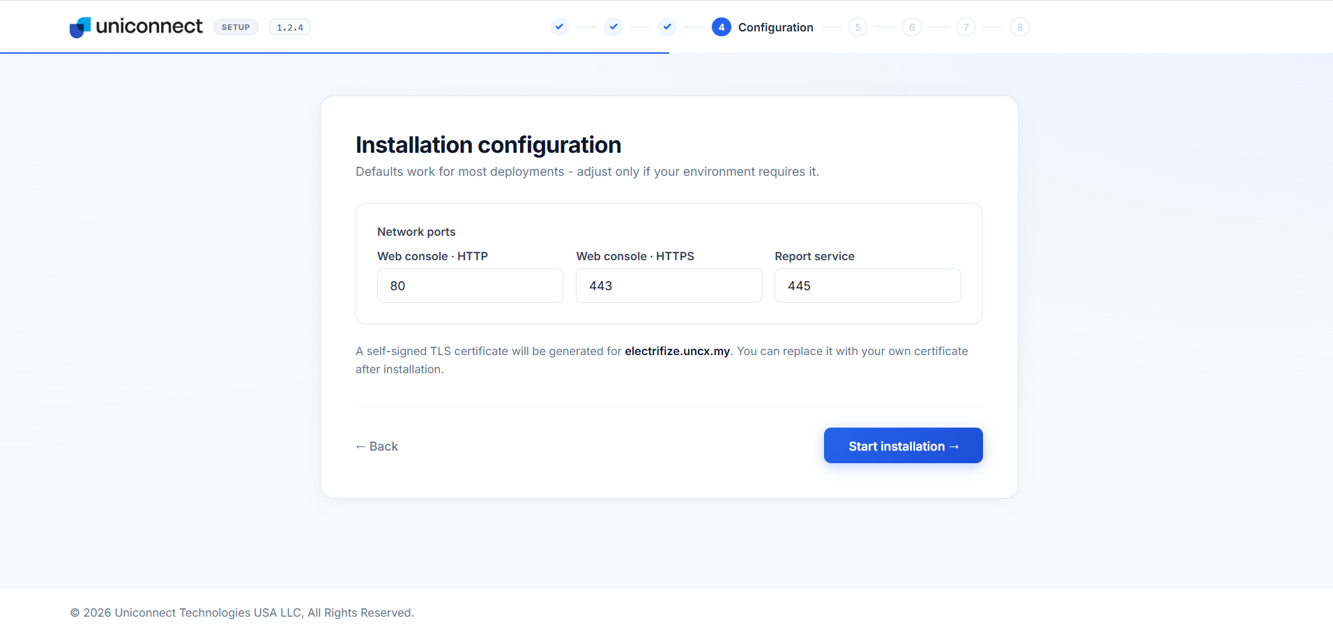 Installation configuration